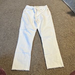 madewell high rise slim crop boyjean white jeans size 24